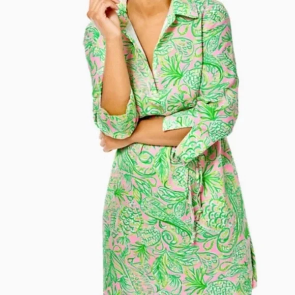 Lily Pulitzer Pink and Green Pilar Tunic Dress Size Small - Picture 2 of 7